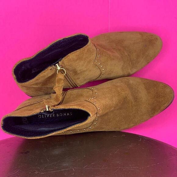 Oliver Bonas Studded Brown Suede Ankle Boot Size 8 - Picture 6 of 7